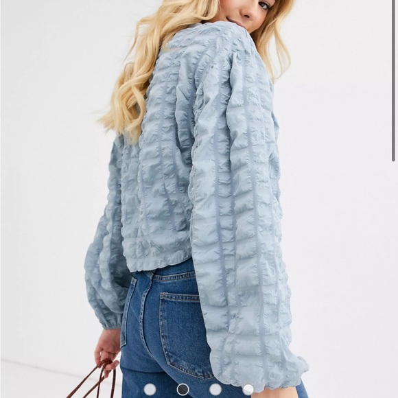 NWOT - ASOS Long Sleeve Textured Top with Button Front - Picture 4 of 8